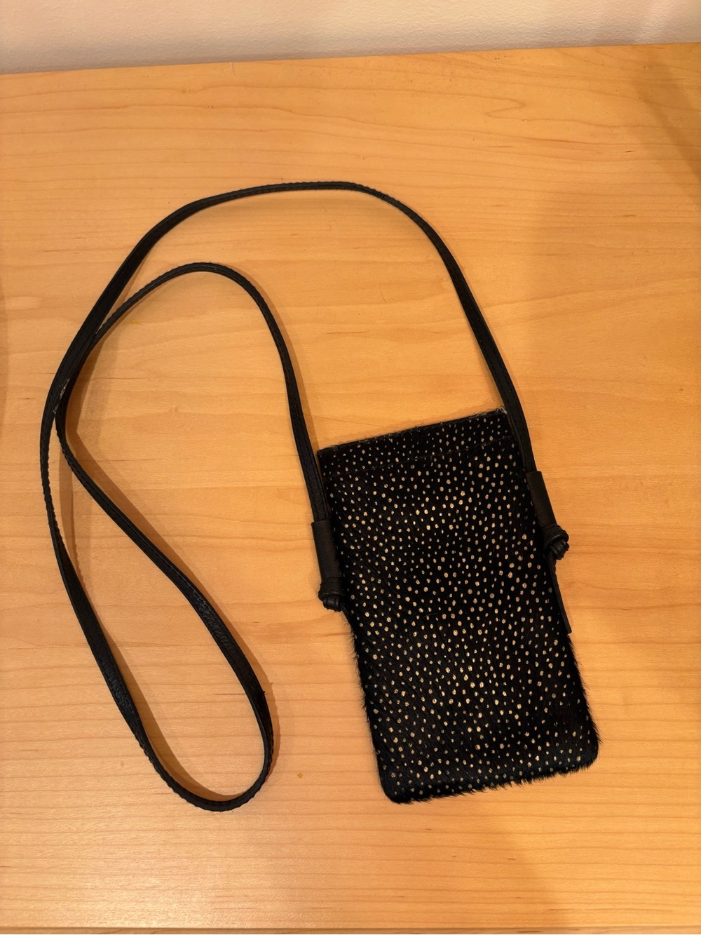 Madewell Leather and Calf Hair Crossbody Phone Pouch with Strap